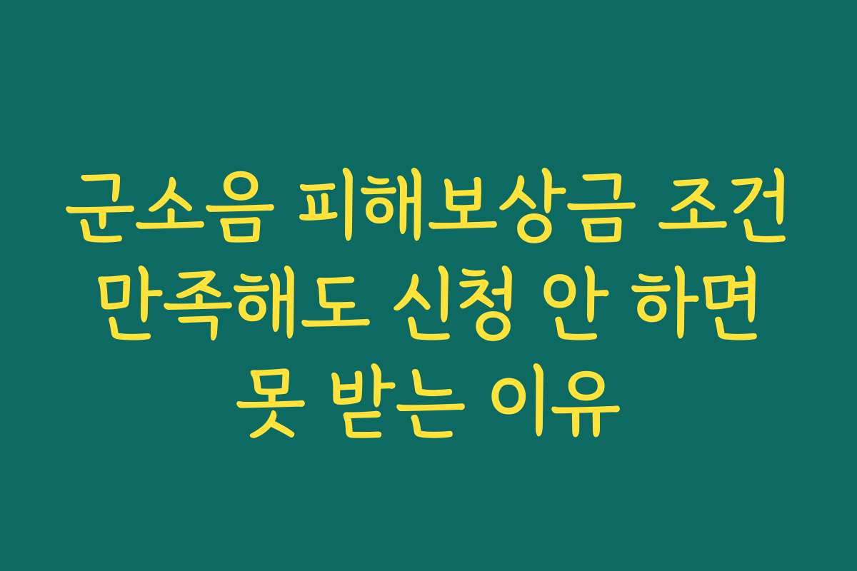 군소음 피해보상금 조건 만족해도 신청 안 하면 못 받는 이유 군소음 피해보상금 조건 만족해도 신청 안 하면 못 받는 이유