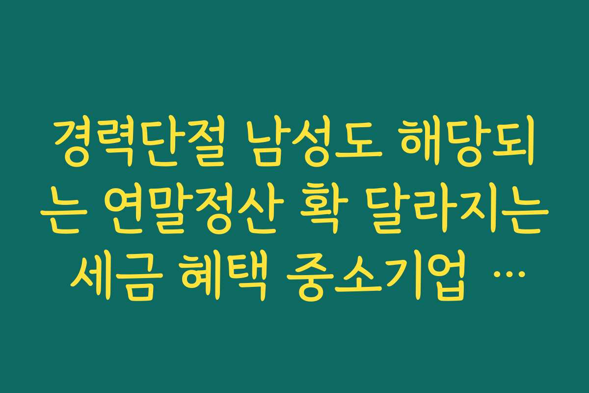 경력단절 남성도 해당되는 연말정산 확 달라지는 세금 혜택 중소기업 취업