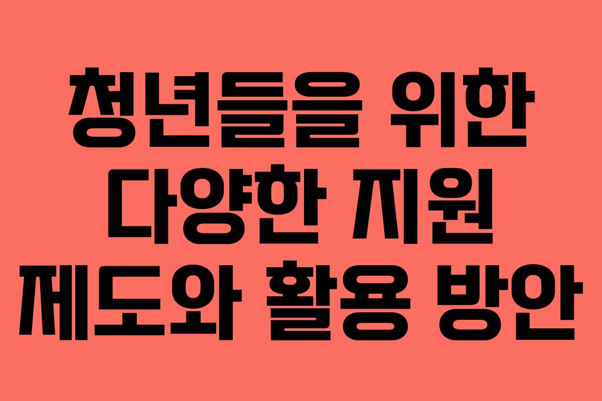 청년들을 위한 다양한 지원 제도와 활용 방안