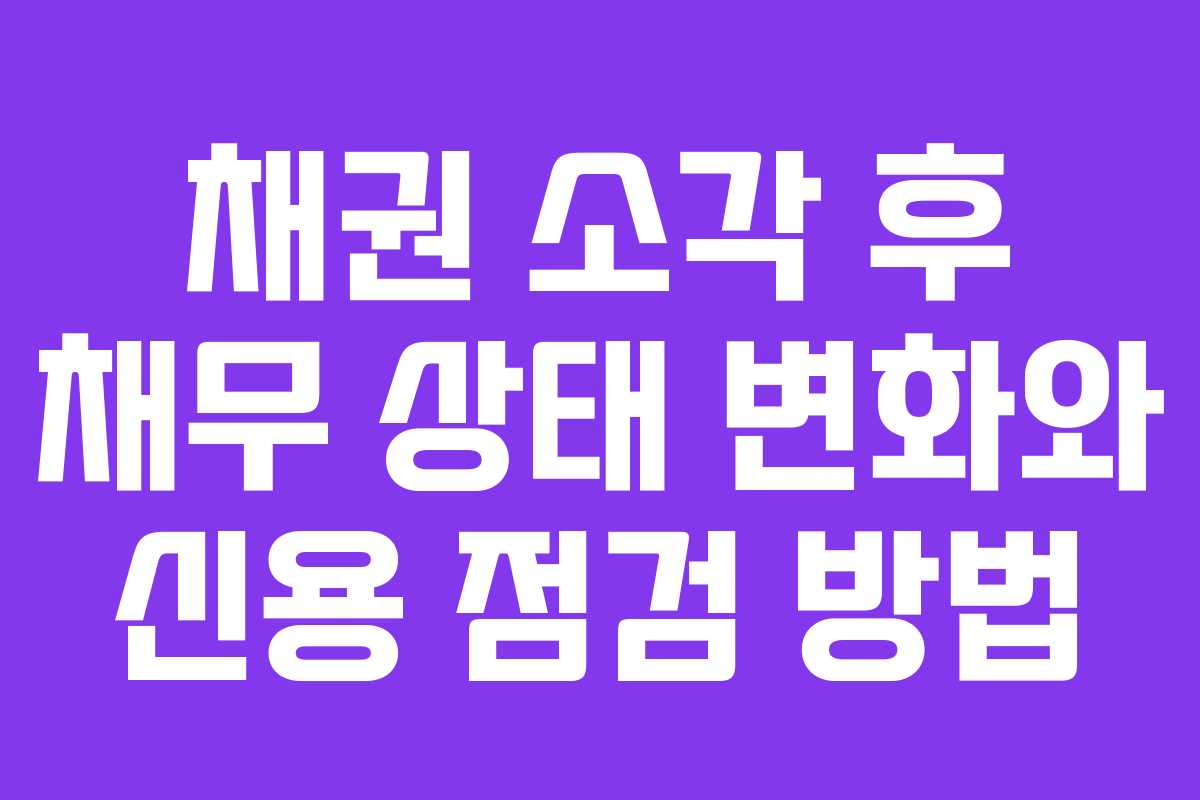 채권 소각 후 채무 상태 변화와 신용 점검 방법