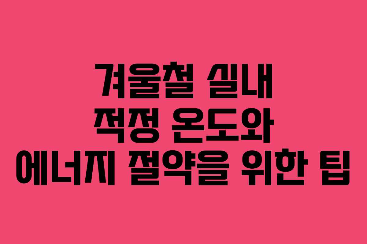 겨울철 실내 적정 온도와 에너지 절약을 위한 팁 겨울철 실내 적정 온도와 에너지 절약을 위한 팁