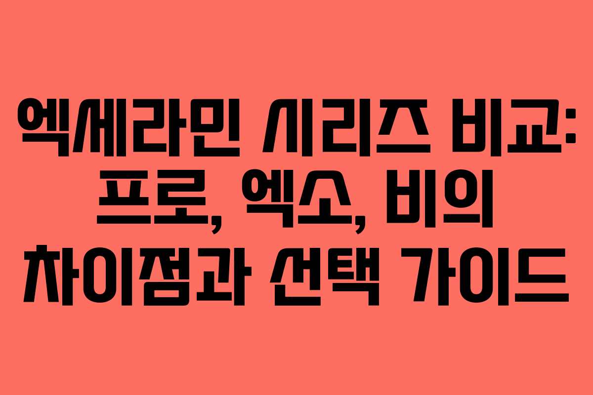 엑세라민 시리즈 비교: 프로, 엑소, 비의 차이점과 선택 가이드