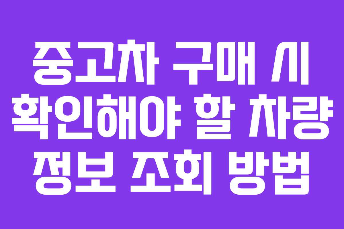 중고차 구매 시 확인해야 할 차량 정보 조회 방법