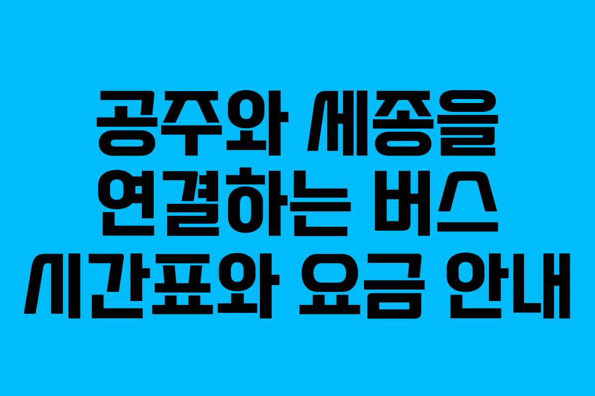 공주와 세종을 연결하는 버스 시간표와 요금 안내 공주와 세종을 연결하는 버스 시간표와 요금 안내
