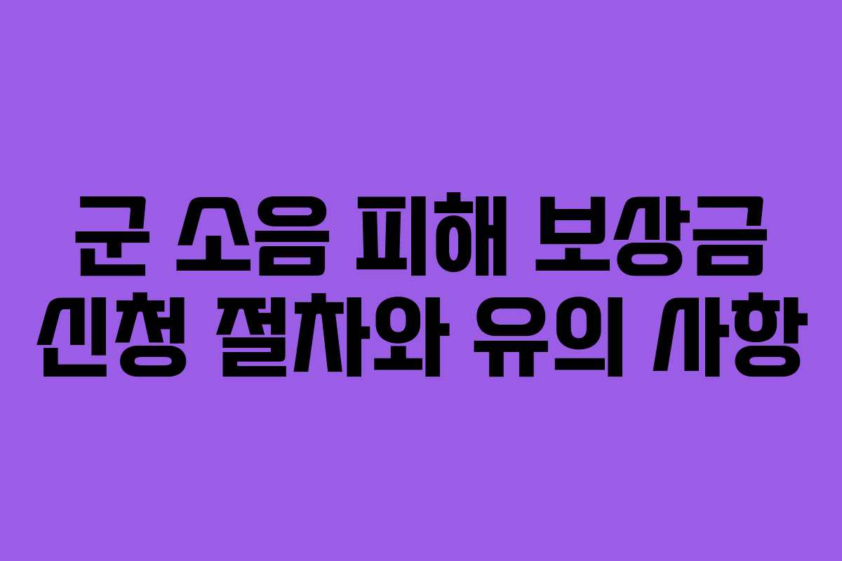 군 소음 피해 보상금 신청 절차와 유의 사항