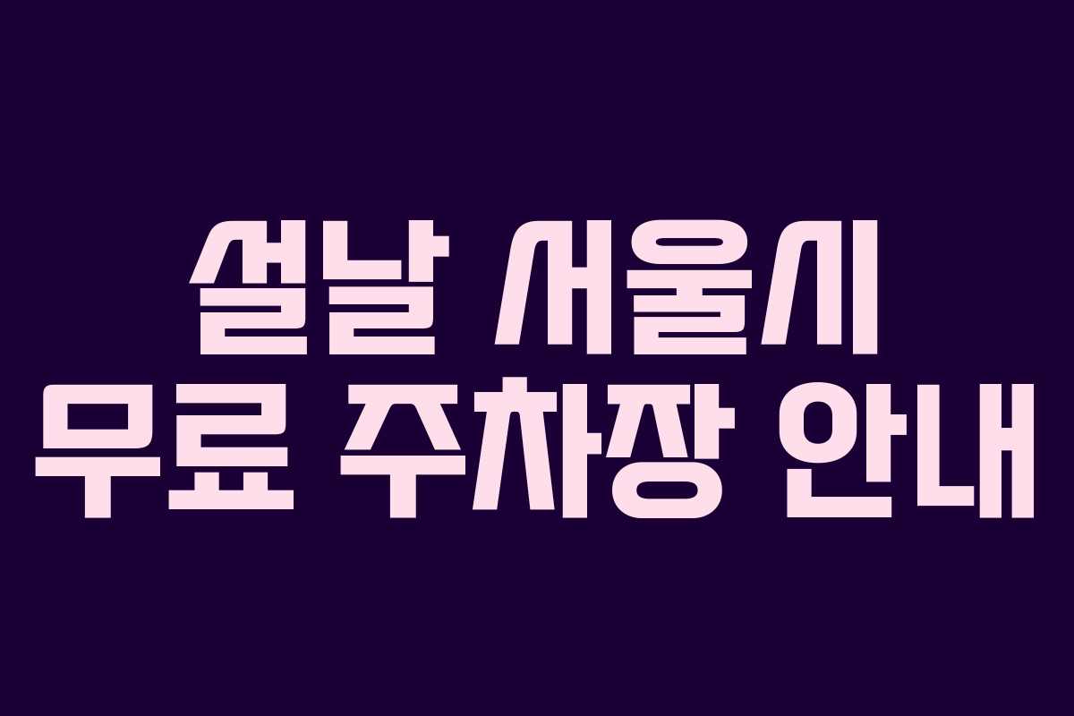 설날 서울시 무료 주차장 안내