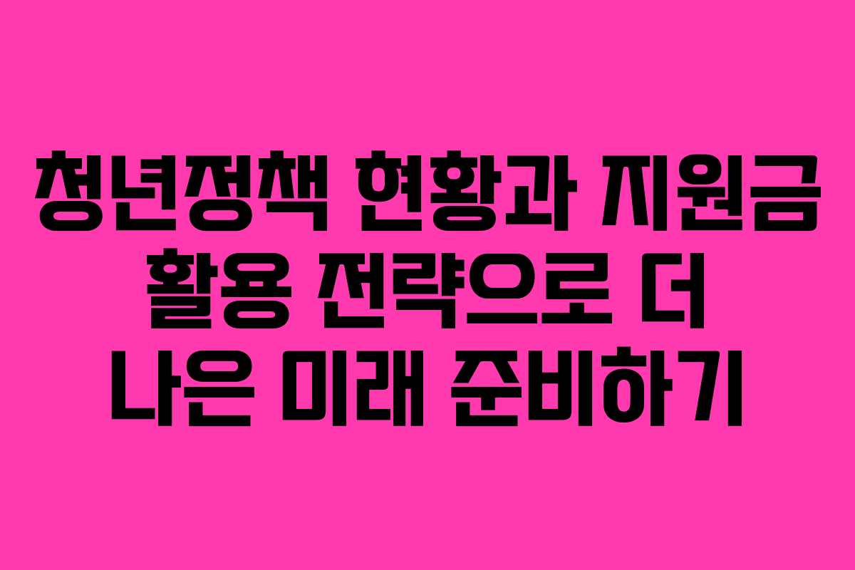청년정책 현황과 지원금 활용 전략으로 더 나은 미래 준비하기