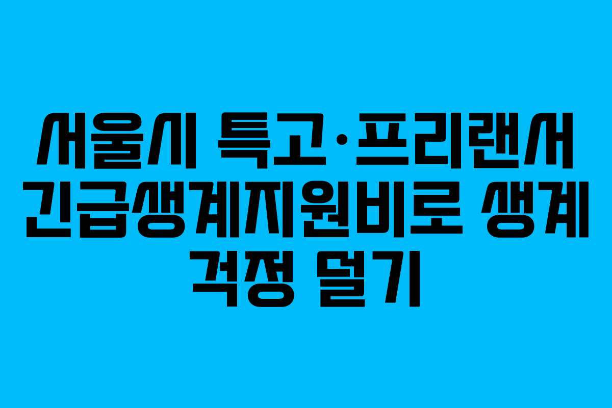서울시 특고·프리랜서 긴급생계지원비로 생계 걱정 덜기