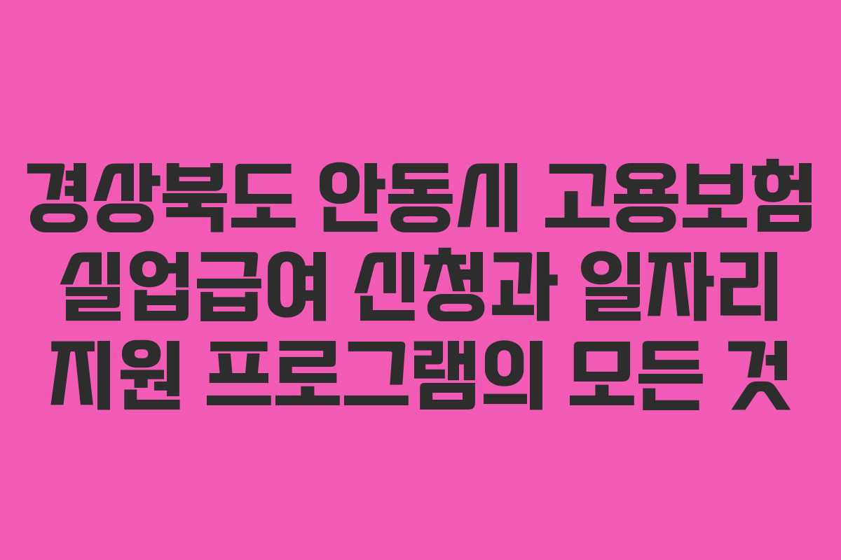 경상북도 안동시 고용보험 실업급여 신청과 일자리 지원 프로그램의 모든 것 경상북도 안동시 고용보험 실업급여 신청과 일자리 지원 프로그램의 모든 것