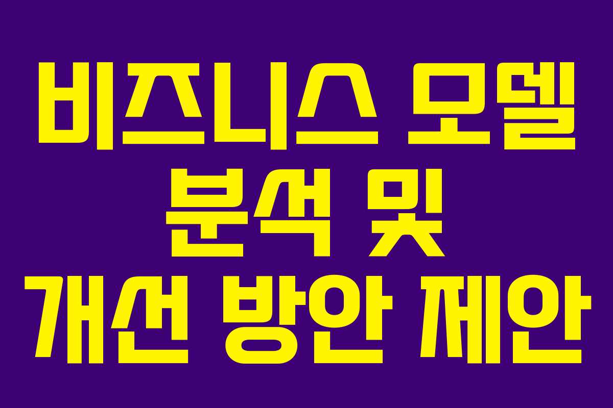 비즈니스 모델 분석 및 개선 방안 제안