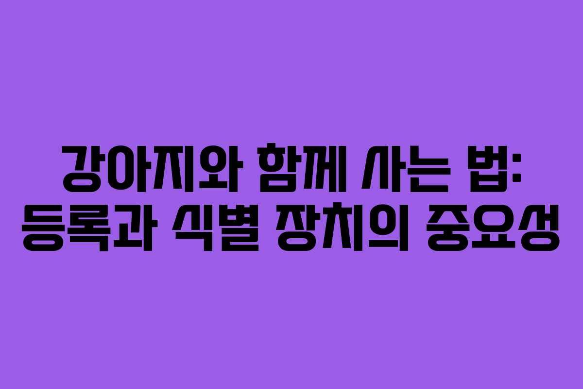 강아지와 함께 사는 법: 등록과 식별 장치의 중요성