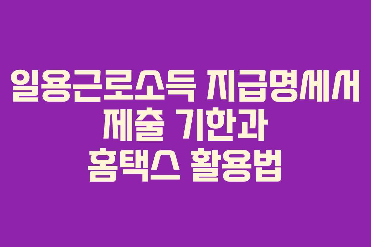 일용근로소득 지급명세서 제출 기한과 홈택스 활용법