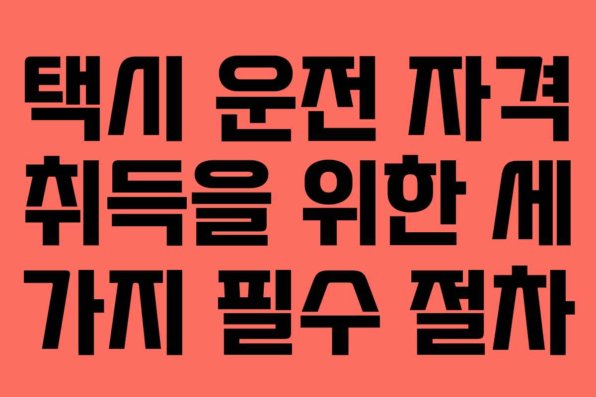 택시 운전 자격 취득을 위한 세 가지 필수 절차