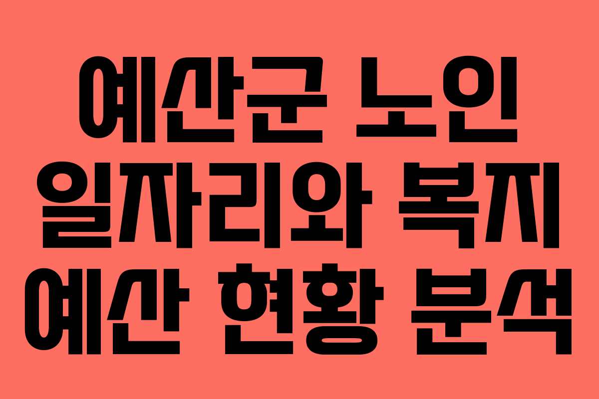 예산군 노인 일자리와 복지 예산 현황 분석