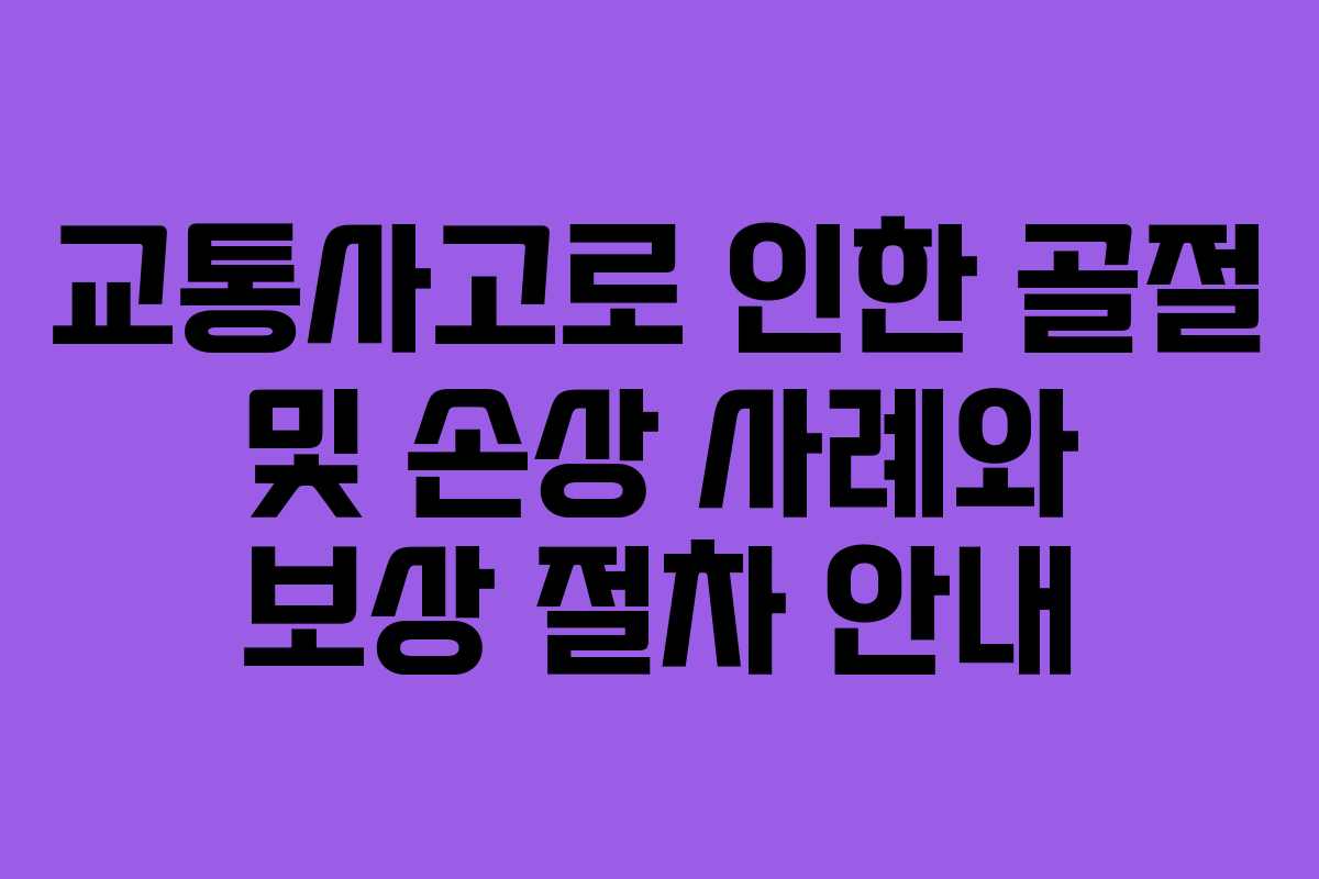 교통사고로 인한 골절 및 손상 사례와 보상 절차 안내 교통사고로 인한 골절 및 손상 사례와 보상 절차 안내