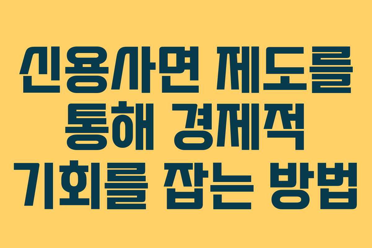 신용사면 제도를 통해 경제적 기회를 잡는 방법