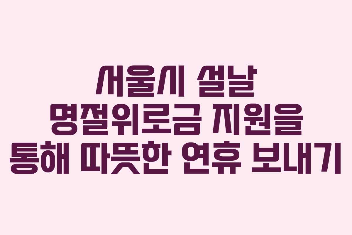 서울시 설날 명절위로금 지원을 통해 따뜻한 연휴 보내기 서울시 설날 명절위로금 지원을 통해 따뜻한 연휴 보내기