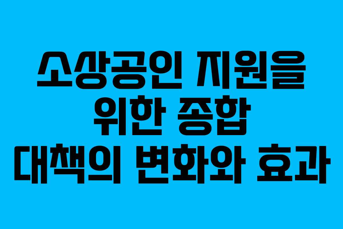 소상공인 지원을 위한 종합 대책의 변화와 효과