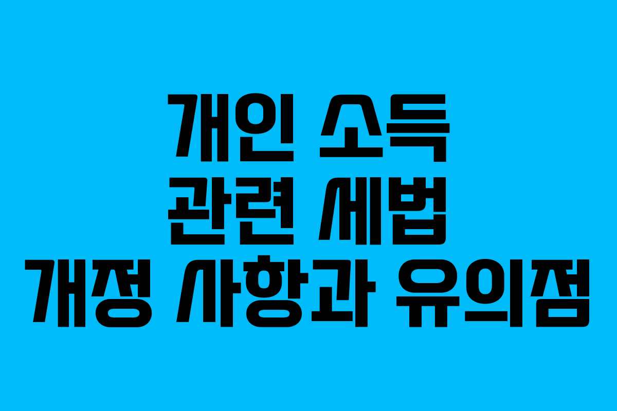 개인 소득 관련 세법 개정 사항과 유의점