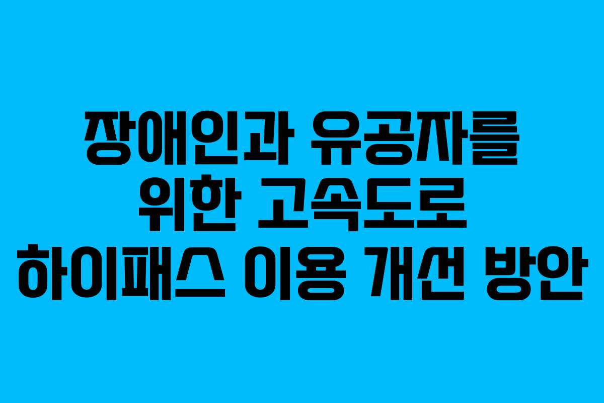 장애인과 유공자를 위한 고속도로 하이패스 이용 개선 방안
