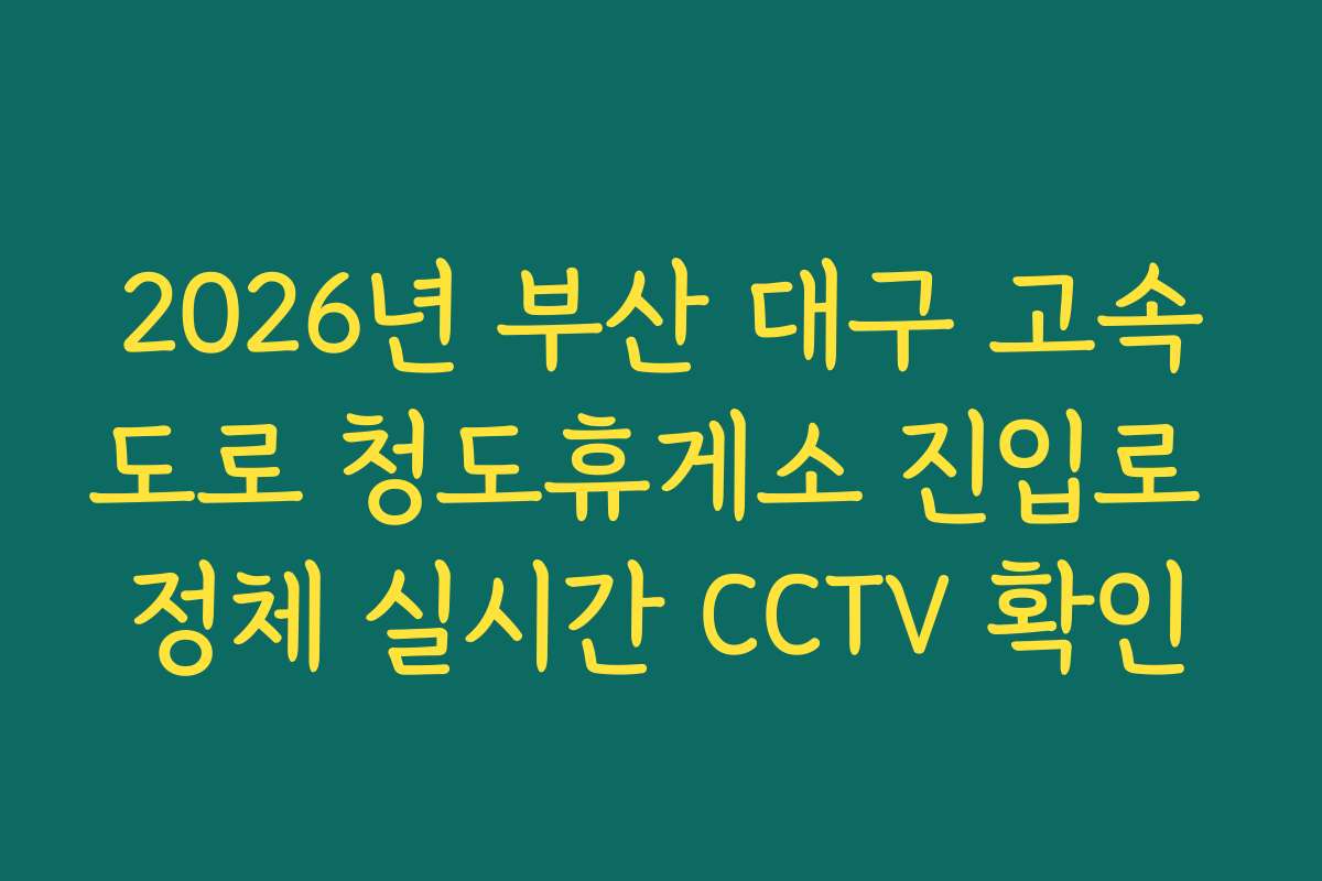 2026년 부산 대구 고속도로 청도휴게소 진입로 정체 실시간 CCTV 확인 2026년 부산 대구 고속도로 청도휴게소 진입로 정체 실시간 CCTV 확인