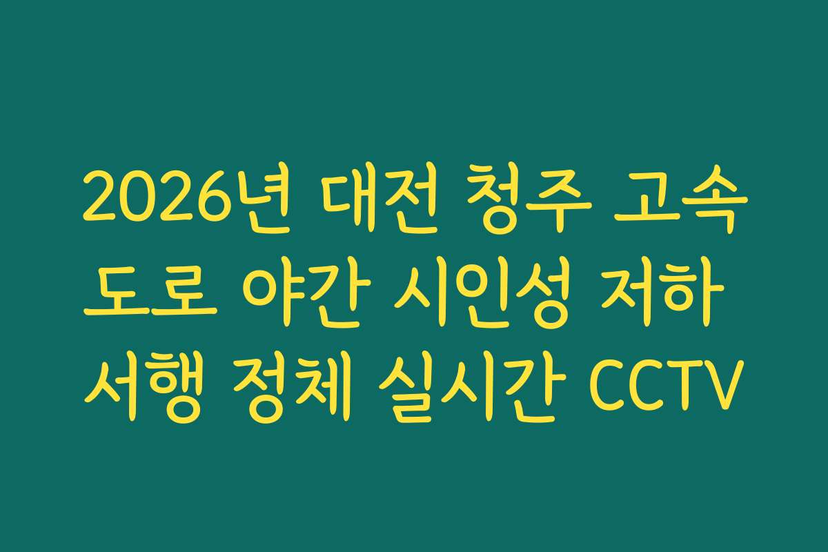 2026년 대전 청주 고속도로 야간 시인성 저하 서행 정체 실시간 CCTV