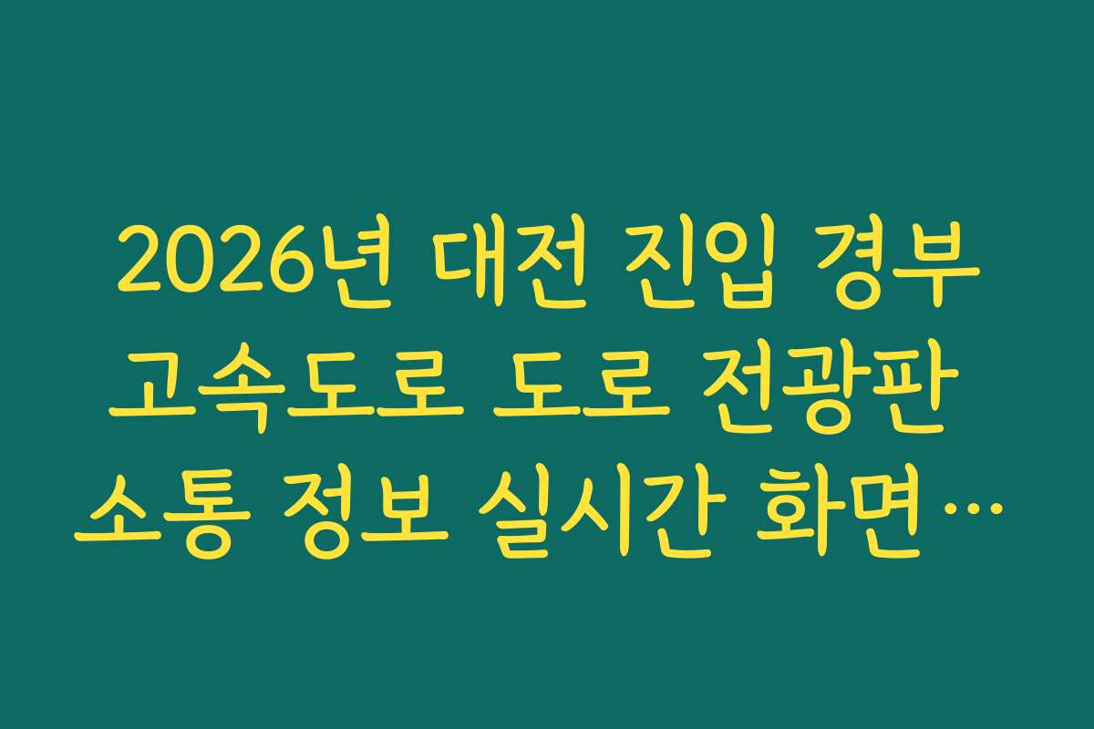 2026년 대전 진입 경부고속도로 도로 전광판 소통 정보 실시간 화면 대조법