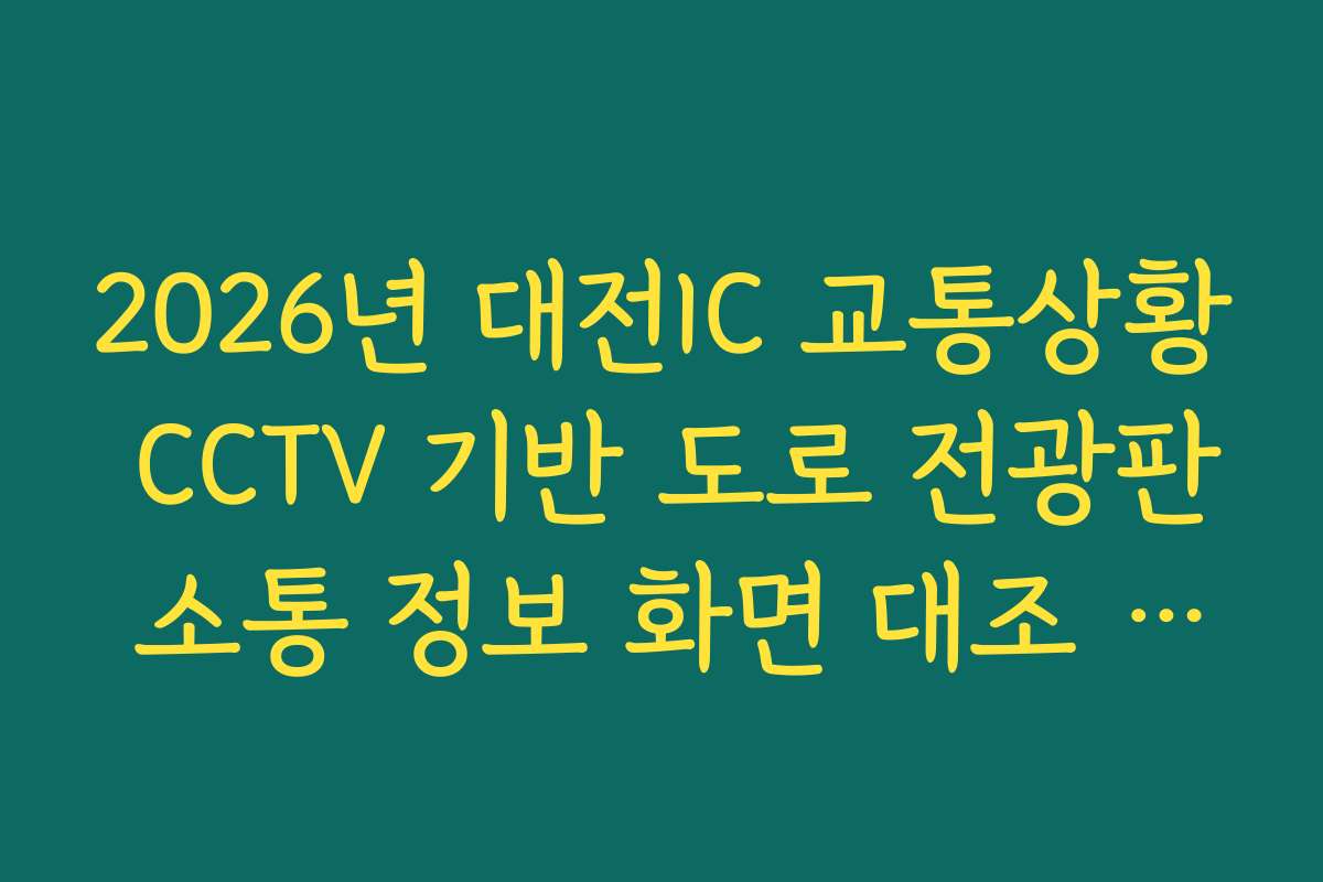 2026년 대전IC 교통상황 CCTV 기반 도로 전광판 소통 정보 화면 대조 확인