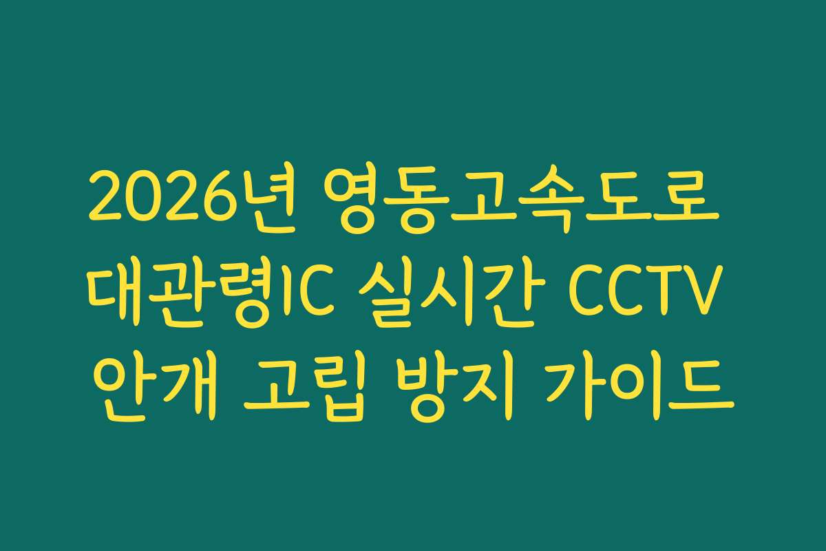 2026년 영동고속도로 대관령IC 실시간 CCTV 안개 고립 방지 가이드 2026년 영동고속도로 대관령IC 실시간 CCTV 안개 고립 방지 가이드