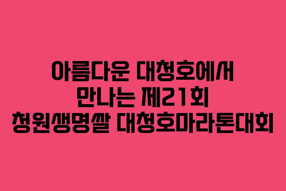 아름다운 대청호에서 만나는 제21회 청원생명쌀 대청호마라톤대회 아름다운 대청호에서 만나는 제21회 청원생명쌀 대청호마라톤대회