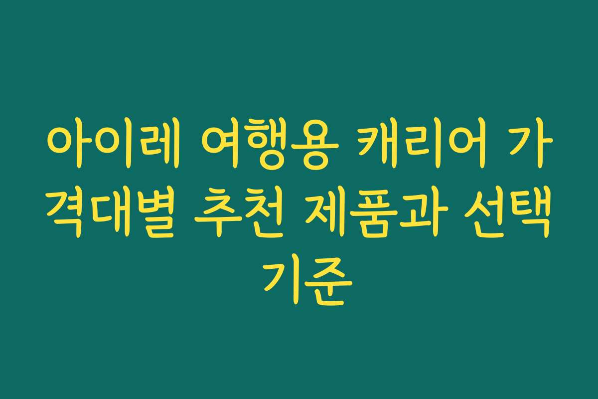 아이레 여행용 캐리어 가격대별 추천 제품과 선택 기준