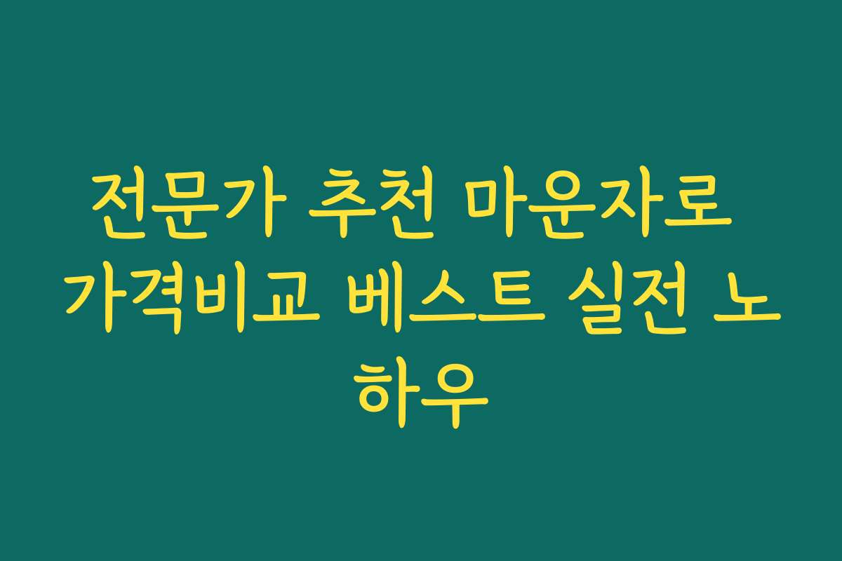 전문가 추천 마운자로 가격비교 베스트 실전 노하우