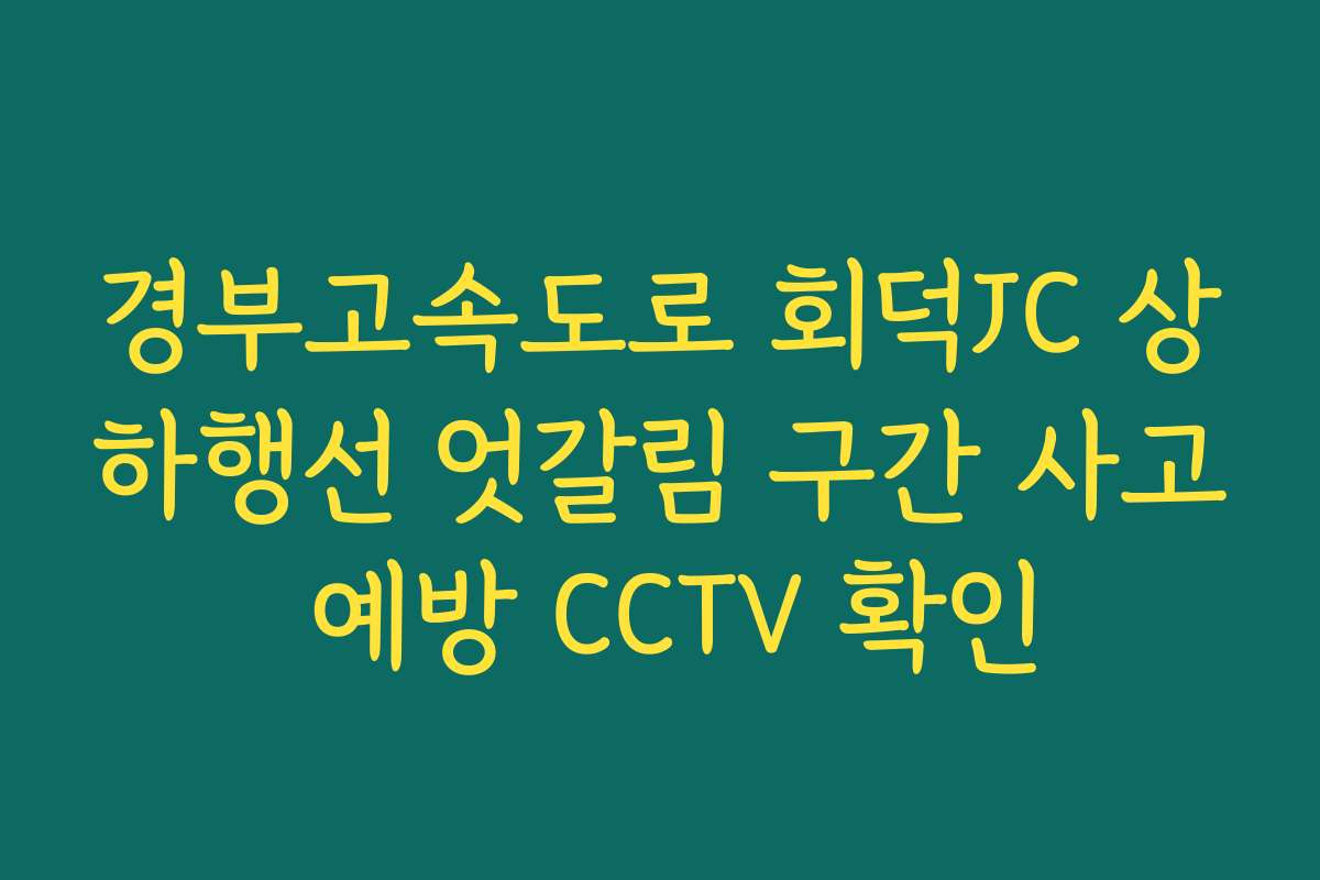 경부고속도로 회덕JC 상하행선 엇갈림 구간 사고 예방 CCTV 확인 경부고속도로 회덕JC 상하행선 엇갈림 구간 사고 예방 CCTV 확인