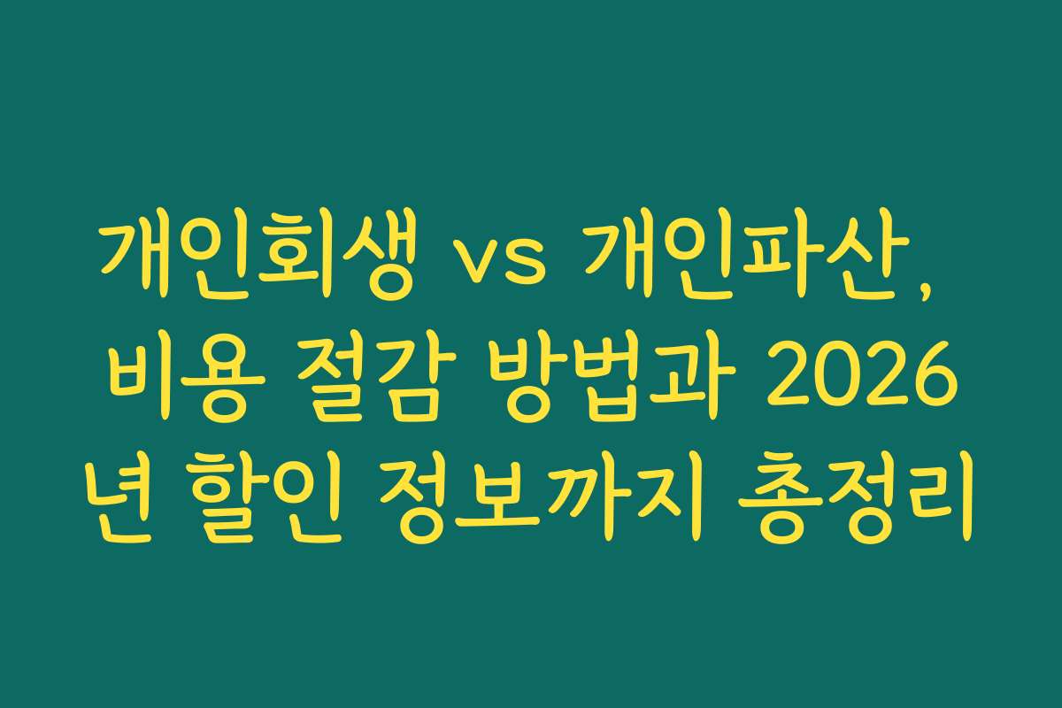 개인회생 vs 개인파산, 비용 절감 방법과 2026년 할인 정보까지 총정리