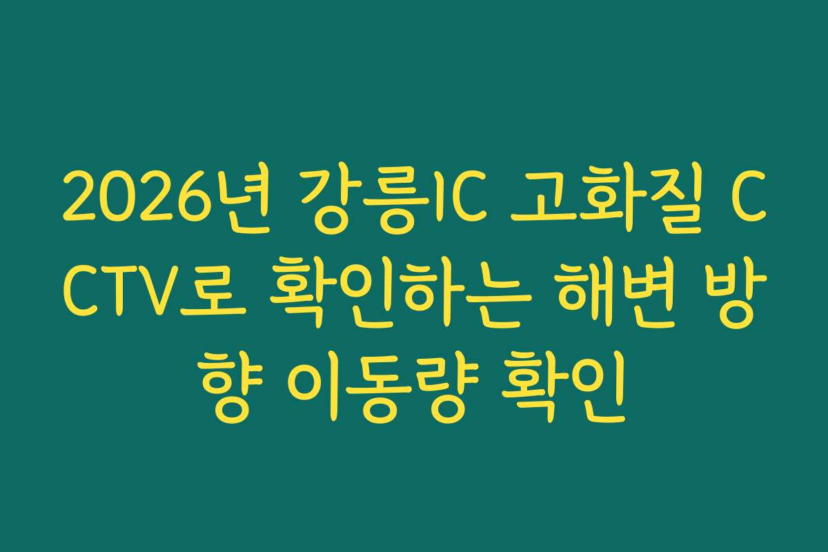 2026년 강릉IC 고화질 CCTV로 확인하는 해변 방향 이동량 확인 2026년 강릉IC 고화질 CCTV로 확인하는 해변 방향 이동량 확인