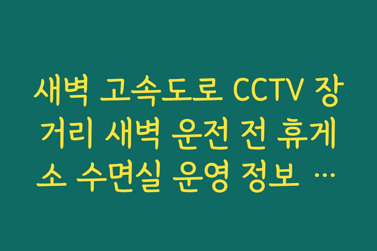 새벽 고속도로 CCTV 장거리 새벽 운전 전 휴게소 수면실 운영 정보 연동