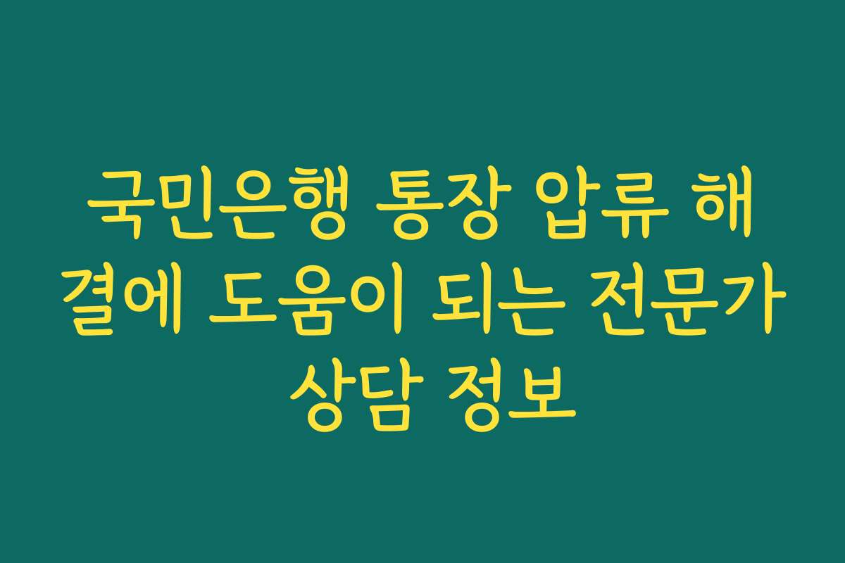 국민은행 통장 압류 해결에 도움이 되는 전문가 상담 정보