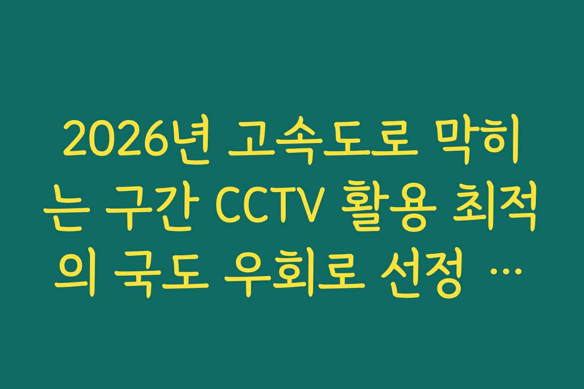 2026년 고속도로 막히는 구간 CCTV 활용 최적의 국도 우회로 선정 가이드