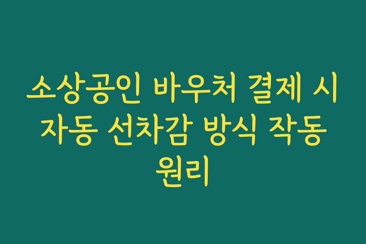 소상공인 바우처 결제 시 자동 선차감 방식 작동 원리