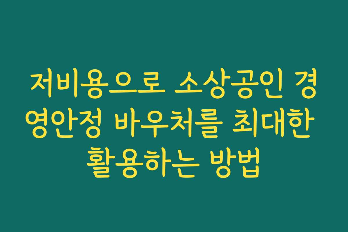 저비용으로 소상공인 경영안정 바우처를 최대한 활용하는 방법