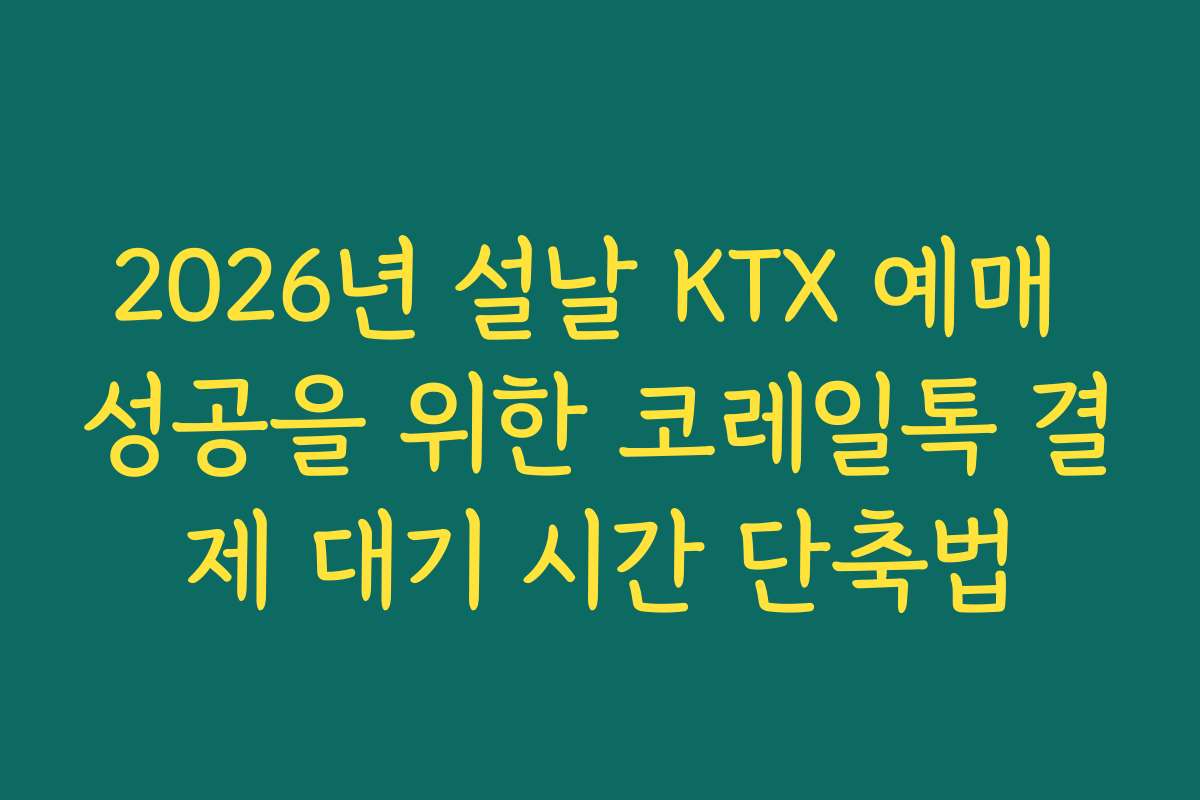 2026년 설날 KTX 예매 성공을 위한 코레일톡 결제 대기 시간 단축법 2026년 설날 KTX 예매 성공을 위한 코레일톡 결제 대기 시간 단축법