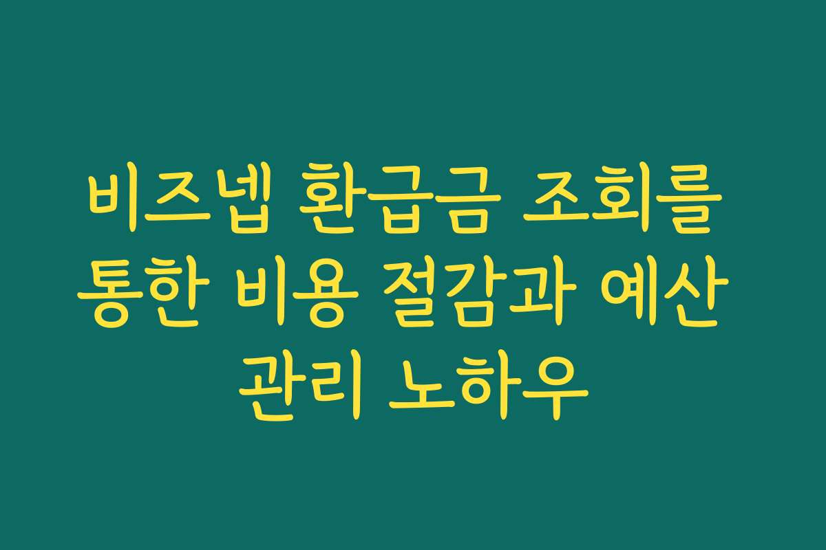 비즈넵 환급금 조회를 통한 비용 절감과 예산 관리 노하우 비즈넵 환급금 조회를 통한 비용 절감과 예산 관리 노하우