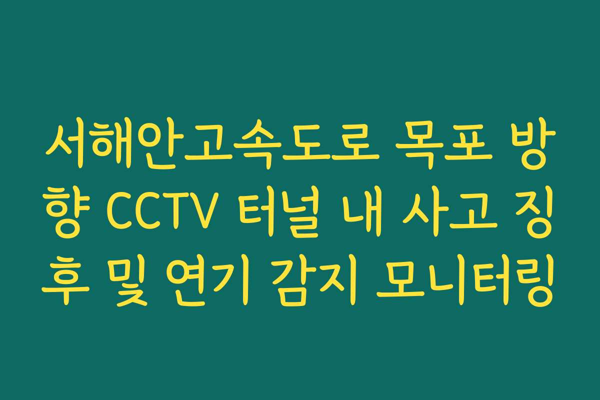 서해안고속도로 목포 방향 CCTV 터널 내 사고 징후 및 연기 감지 모니터링 서해안고속도로 목포 방향 CCTV 터널 내 사고 징후 및 연기 감지 모니터링
