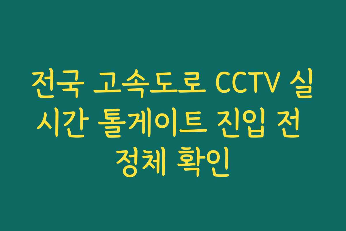 전국 고속도로 CCTV 실시간 톨게이트 진입 전 정체 확인