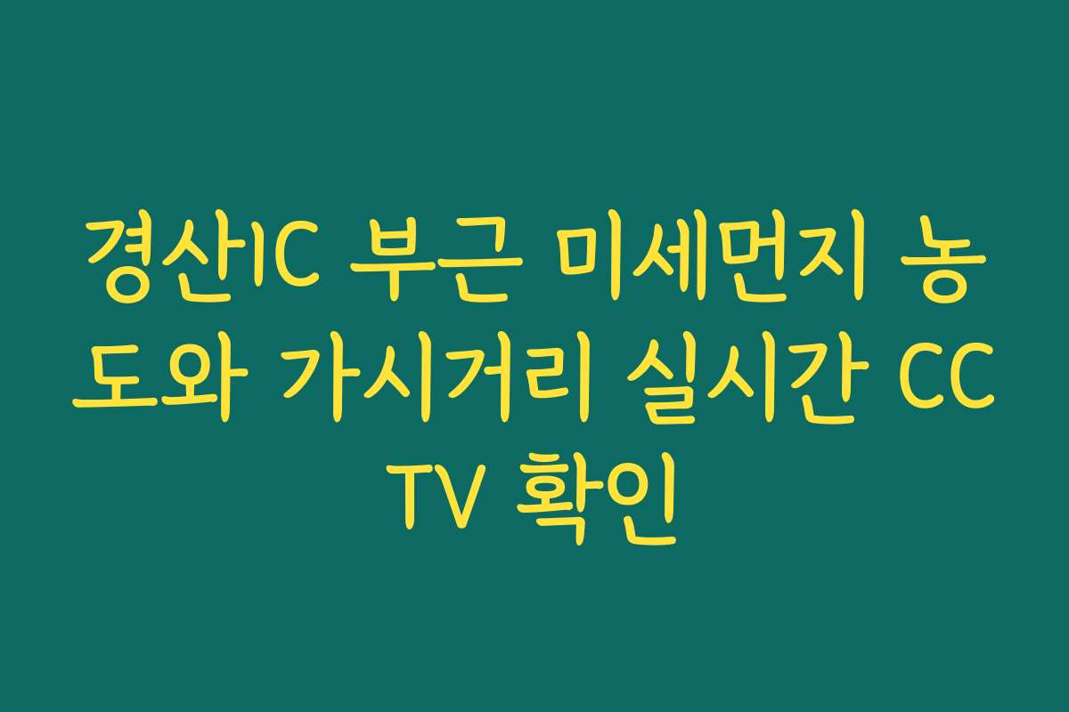 경산IC 부근 미세먼지 농도와 가시거리 실시간 CCTV 확인 경산IC 부근 미세먼지 농도와 가시거리 실시간 CCTV 확인