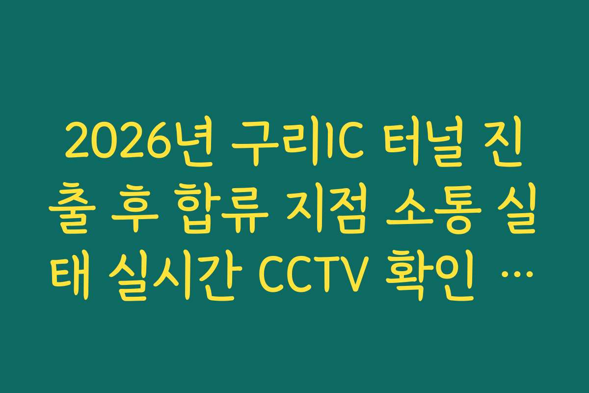 2026년 구리IC 터널 진출 후 합류 지점 소통 실태 실시간 CCTV 확인 정보