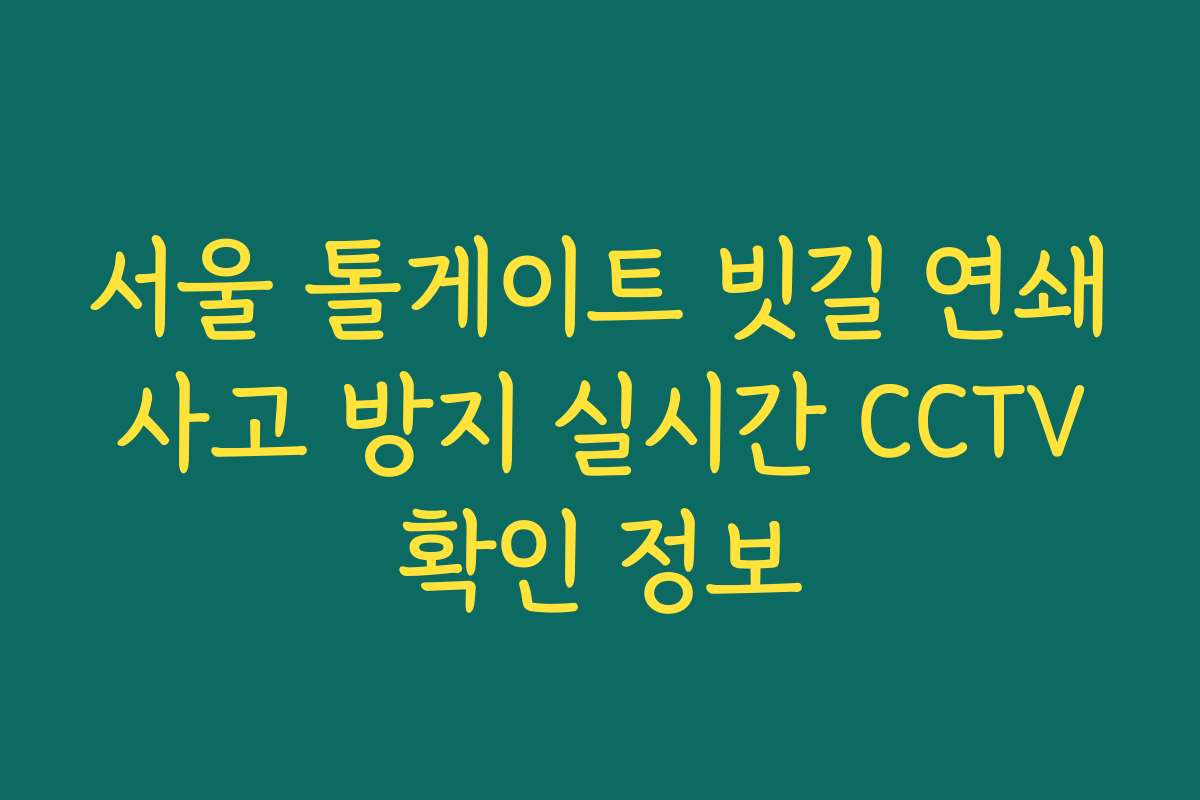 서울 톨게이트 빗길 연쇄 사고 방지 실시간 CCTV 확인 정보 서울 톨게이트 빗길 연쇄 사고 방지 실시간 CCTV 확인 정보