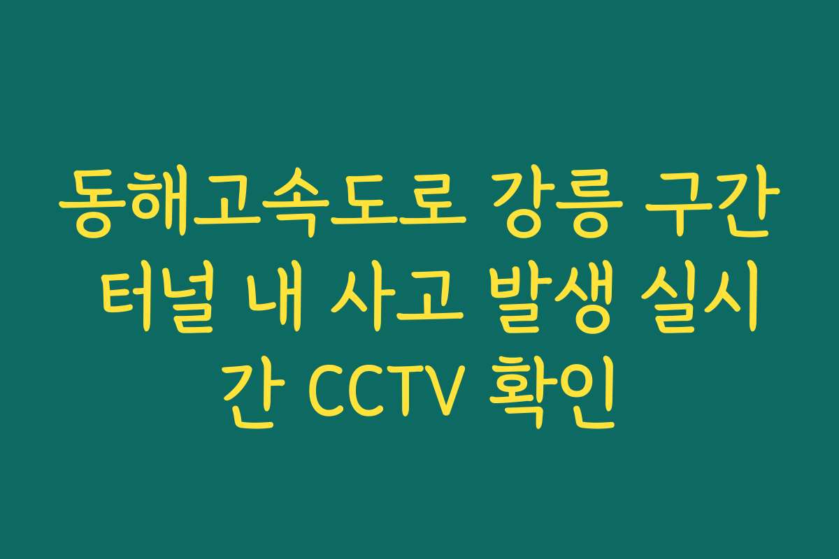 동해고속도로 강릉 구간 터널 내 사고 발생 실시간 CCTV 확인 동해고속도로 강릉 구간 터널 내 사고 발생 실시간 CCTV 확인