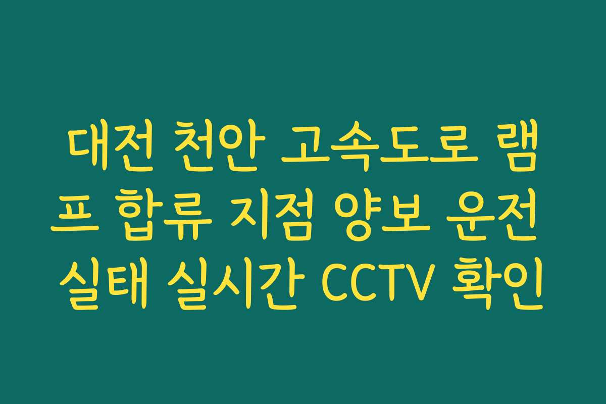 대전 천안 고속도로 램프 합류 지점 양보 운전 실태 실시간 CCTV 확인