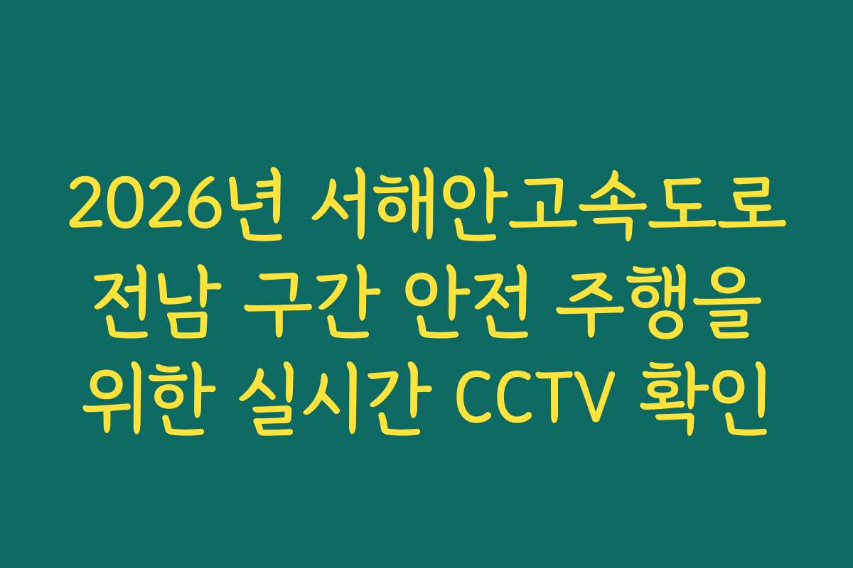 2026년 서해안고속도로 전남 구간 안전 주행을 위한 실시간 CCTV 확인
